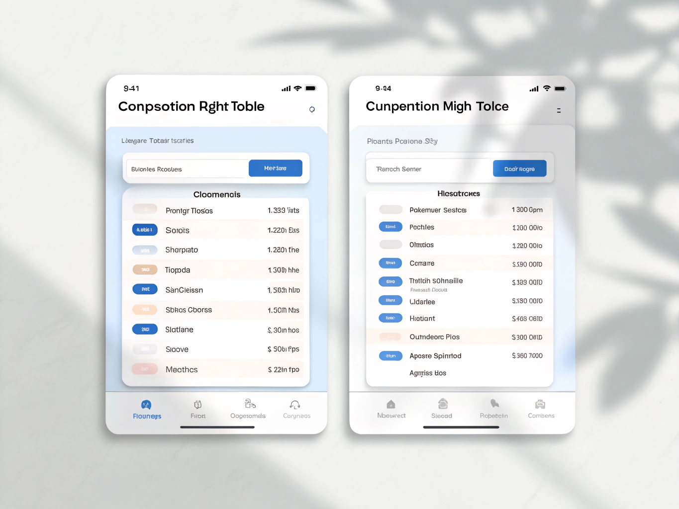 Interactive comparison widget showing app features side by side